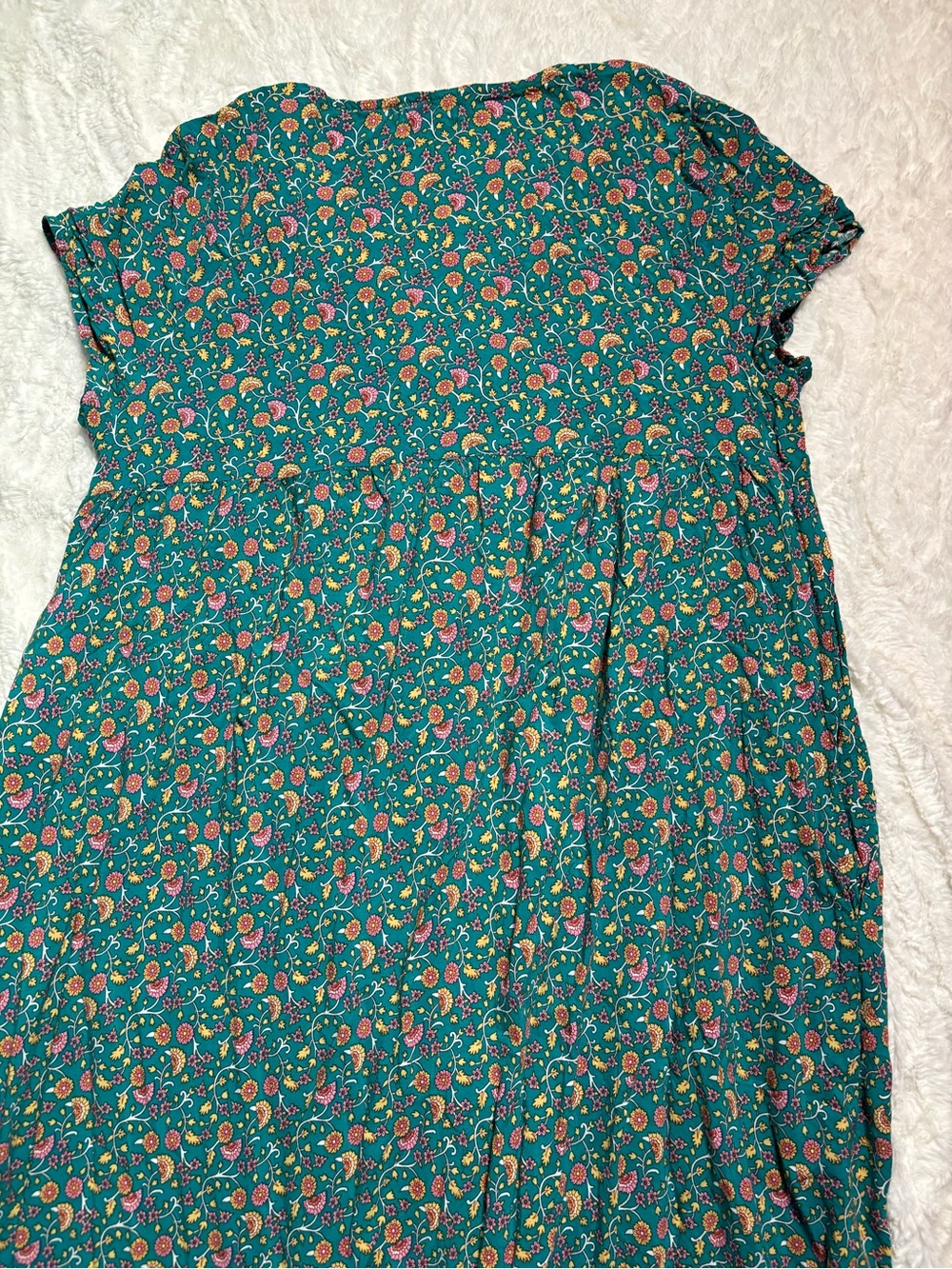 Natural Life Floral Maxi Dress Size Large Teal/Orange Hippie Groovy with Pockets - Picture 11 of 14